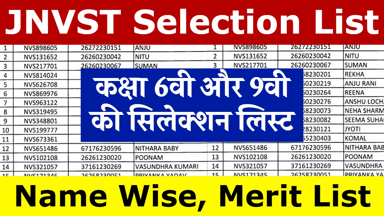 JNVST Selection List 2026